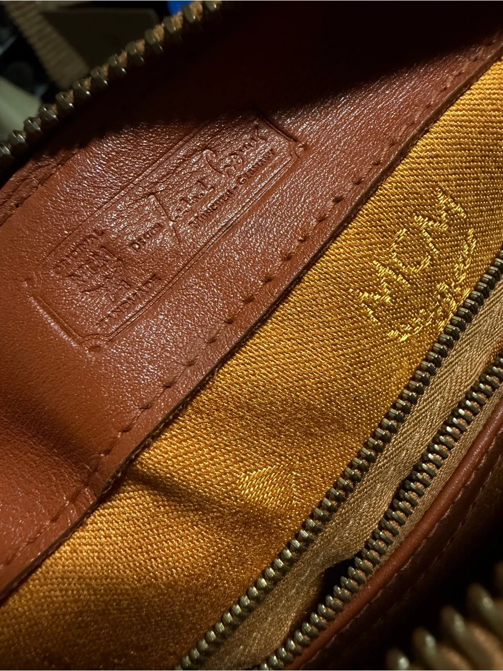 MCM Cognac Visetos Satchel with Gold Hardware